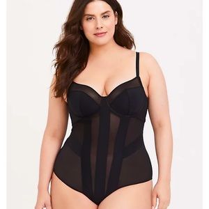 Black Mesh Strappy Bodysuit